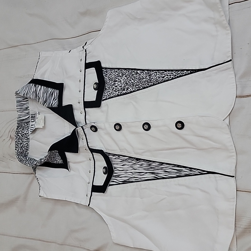 City Girl Sport Vintage Black and White Western Aminal Print Classy Vest Size 12